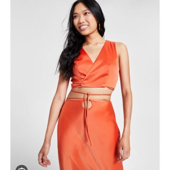 Leyden WOMEN'S TIE-WAIST SKIRT IN ORANGE - Picture 1 of 8